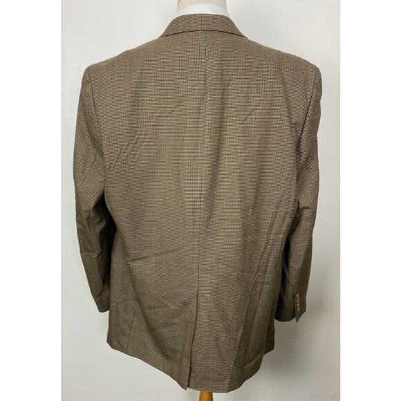 Men Lauren Ralph Lauren tan plaid 2-button blazer sport jacket coat, 50L - Picture 4 of 6